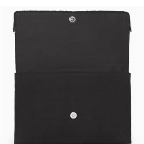 Stella & Dot Taj Clutch Cotton Credit Card Slots Snap Closure Black Embroidery - Picture 4 of 11